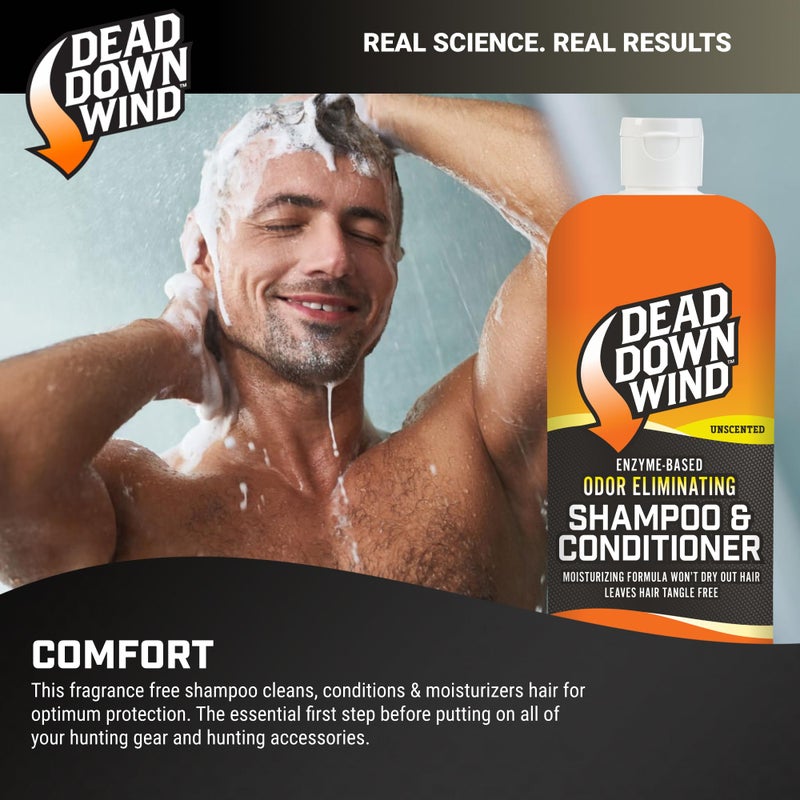 Dead Down Wind Shampoo & Conditioner | 12 oz Bottle | Odor Eliminator, Hunting Accessories | Gentle Shampoo & Conditioner for Hunting | Safe for Sensitive Skin, Orange, Model:121218 - Image 3
